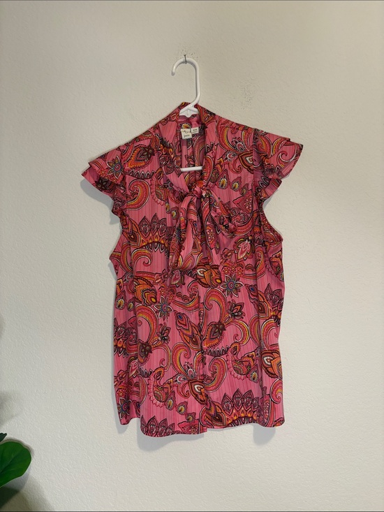 Joie Tops - Joie Pink Paisley Tie-Neck Flutter Sleeve Blouse